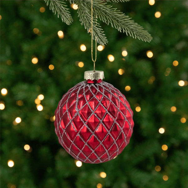 Northlight Glittered Red & Silver Glass Christmas Ball Ornament