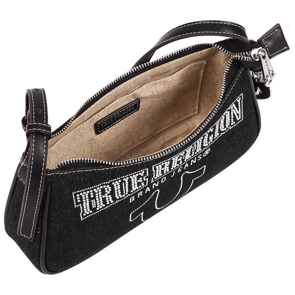 True Religion Bling Logo Denim Shoulder Bag