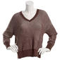 Juniors No Comment Plated Rib V-Neck Pull Over Sweater - image 1