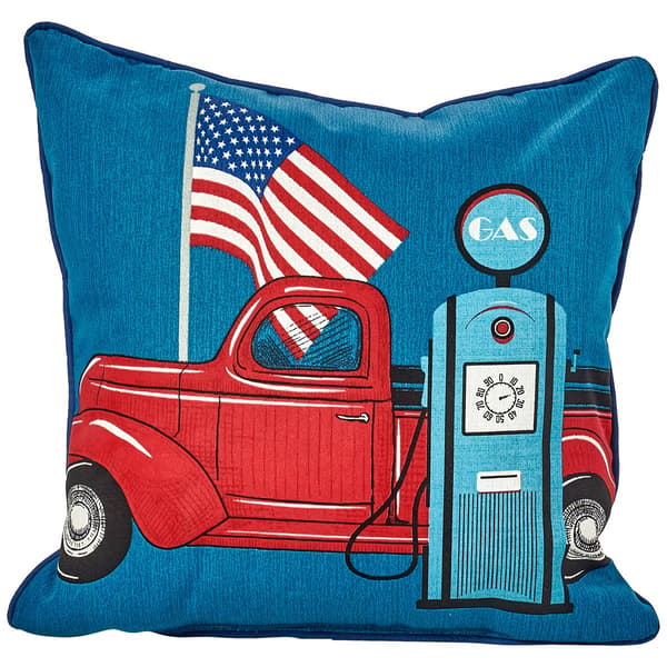 Jordan Manufacturing Truck & American Flag Outdoor Toss Pillow