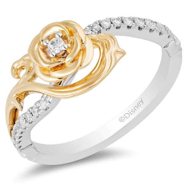 Enchanted by Disney Sterling Silver & Gold Belle Ring - image 