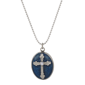 Symbols of Faith Silver-Tone Blue Cross Locket Necklace - image 1