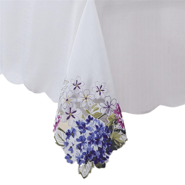 Threadmade Spring Hydrangea Floral Cutwork Tablecloth - image 