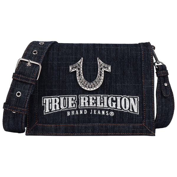 True Religion Bling Horseshoe Denim Messenger Bag