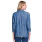 Petite Multiples Roll Tab Sleeve Button Front Denim Blouse - image 2