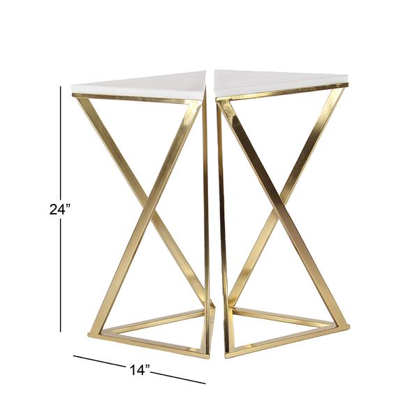 9th & Pike® Triangular Marble Accent Table - Set Of 2