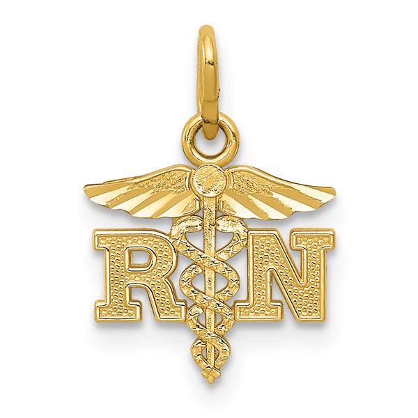 Unisex Gold Classics(tm) 14kt. Diamond Cut Polished RN Nurse Charm - image 