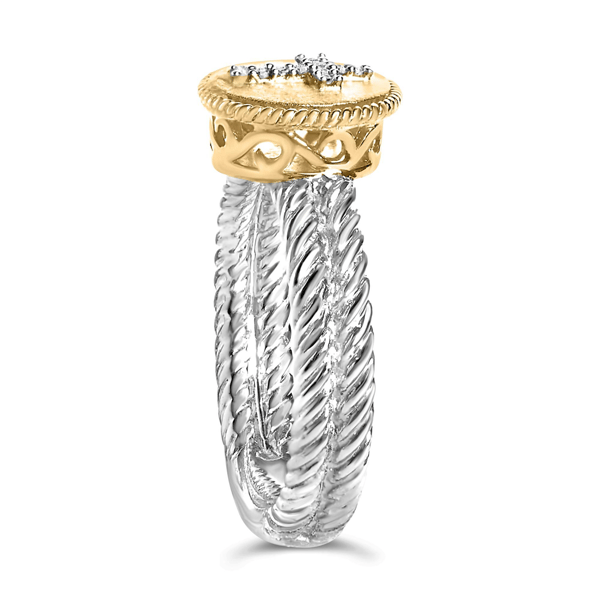 Haus of Brilliance 18kt. Gold Plated Diamond Cross Ring