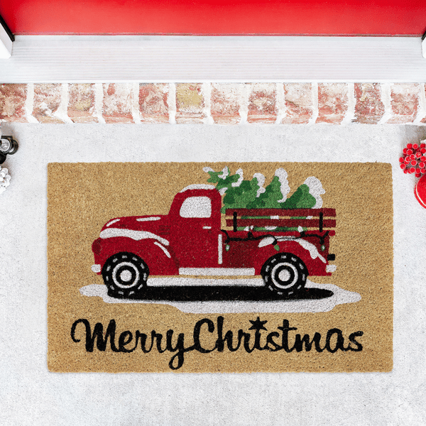 VCNY Home Christmas Truck Outdoor Coir Doormat