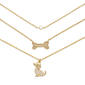 Three Gold-Tone Bone/Crystal/Dog Charm Necklace Set - image 1