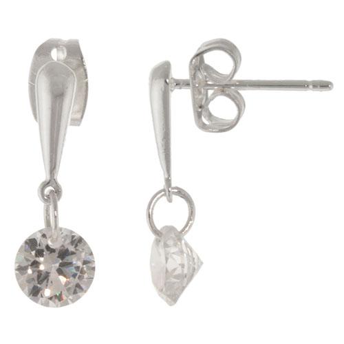 Round Cubic Zirconia Drop Post Earrings - image 