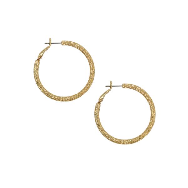 Freedom Gold-Tone Diamond Dust Clutchless Hoop Earrings - image 