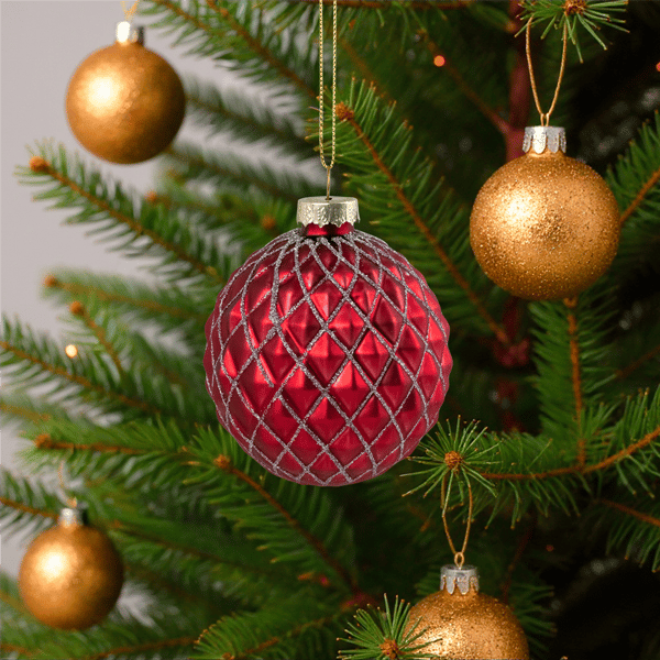 Northlight Glittered Red & Silver Glass Christmas Ball Ornament