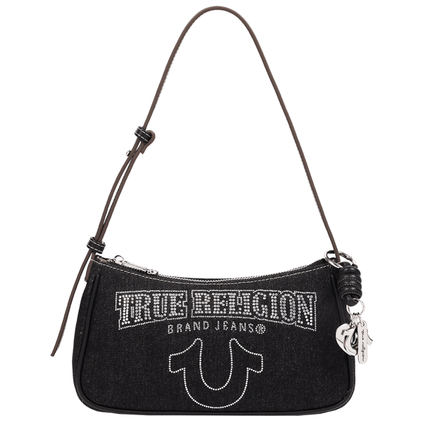 True Religion Bling Logo Denim Shoulder Bag