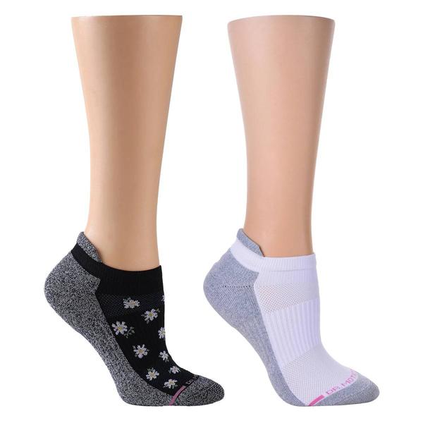 Womens Dr. Motion 2pk. Daisy & Solid Ankle Socks - image 