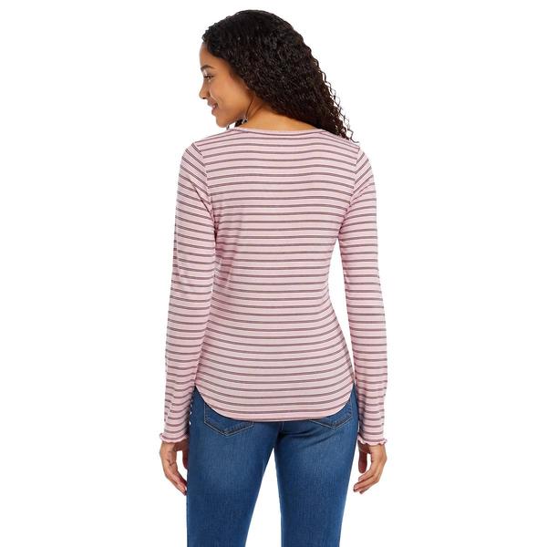 Juniors Pink Rose Lace Scoop Neck Snap Button Top -Pink