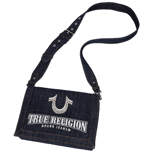 True Religion Bling Horseshoe Denim Messenger Bag