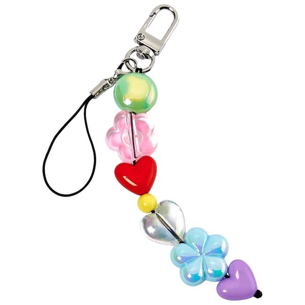 Kids Lil'' Ashley Hearts/Flowers & Beads Charm Keychain - image 