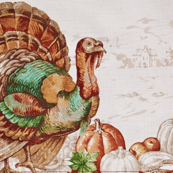 Threadmade Holiday Turkey Bordered Fall Napkins - Set of 8