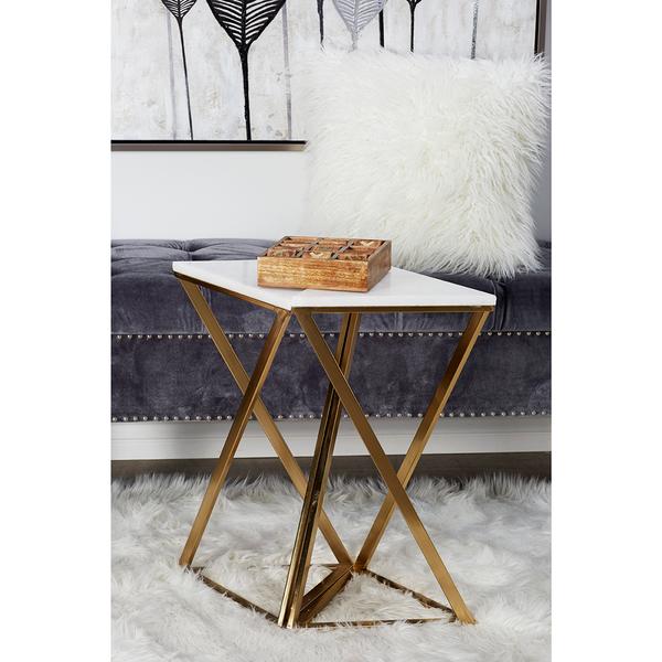9th & Pike® Triangular Marble Accent Table - Set Of 2