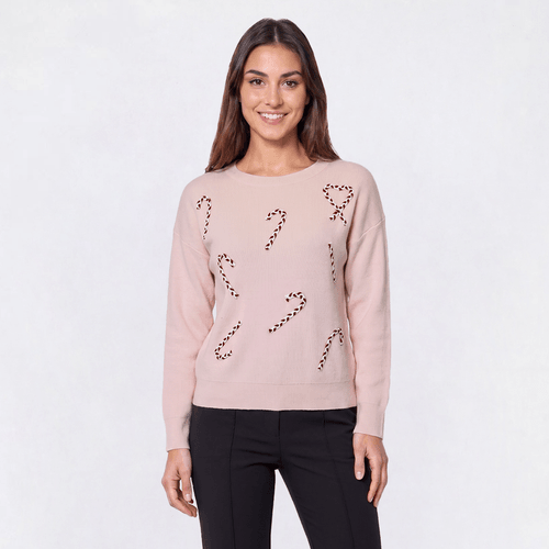 Petite Rio & Rian Long Sleeve Candy Cane Sweater