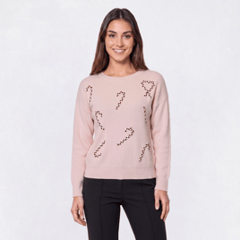 Petite Rio & Rian Long Sleeve Candy Cane Sweater