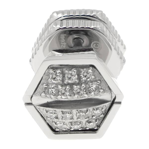 Mens Lynx Stainless Steel Mano Stud Hex White Diamond Earring