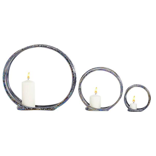9th & Pike® Silver Ceramic Glam Candlestick Holders - Set of 2