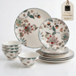 222 Fifth Perse 12pc. Porcelain Dishes White Plates & Bowls Sets - image 1