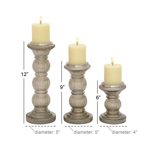9th & Pike® Smoked Glass Pillar Candle Holders - Set of 3