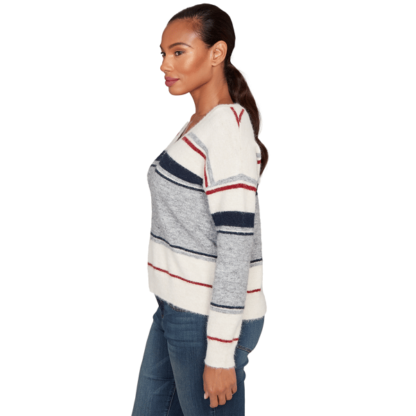 Womens Skye&#8217;s the Limit Back To Town V Neck Stripe Sweater