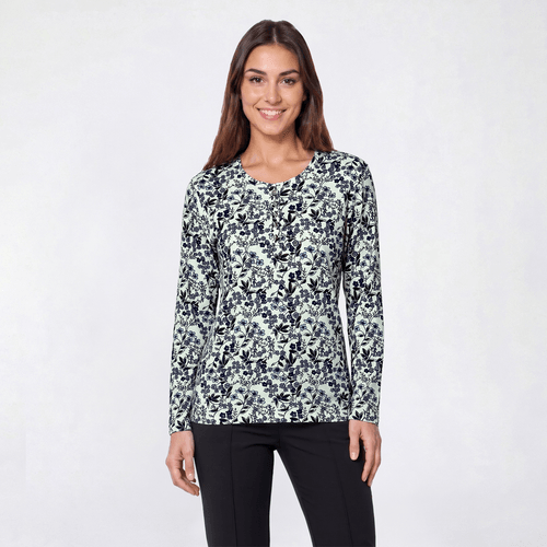 Womens Hasting & Smith Long Sleeve Viney Floral Henley Tee