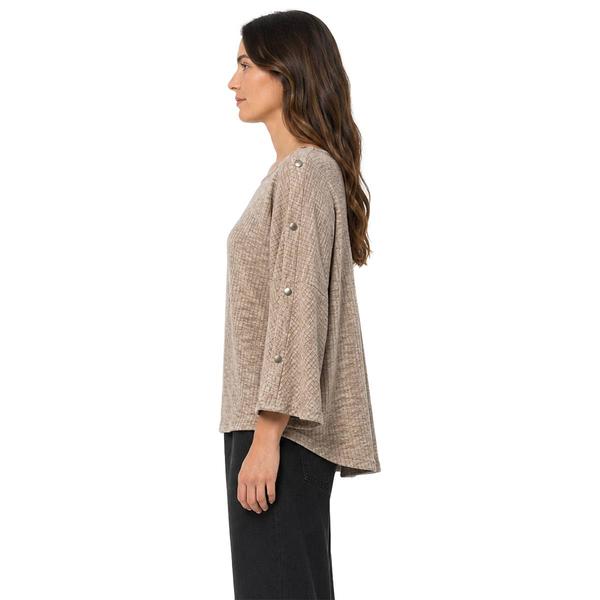 Womens Zac & Rachel Long Sleeve Button Trim Rib Knit Sweater