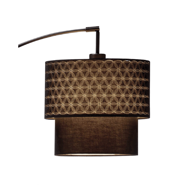 HomeRoots 71in. Brown & Black Arched Floor Lamp With Drum Shade
