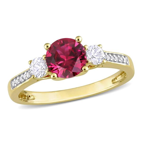 Gemstone Classics(tm) White Sapphire & Lab Created Ruby Ring