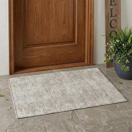 HomeRoots Ivory Abstract Non Skid Indoor Outdoor Accent Rug