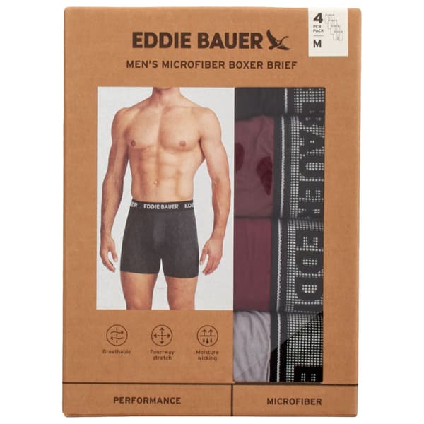Mens Eddie Bauer® 4pk. Microfiber Boxer Briefs - Maroon/Black