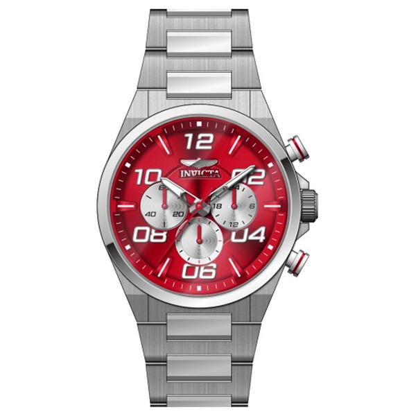Mens Invicta Speedway Stainless Steel Red Dial Quartz Watch-50426 - image 