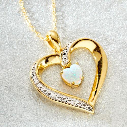 Gemstone Classics(tm) 1/7ct. Diamond Simulated Opal Opal Necklace - image 