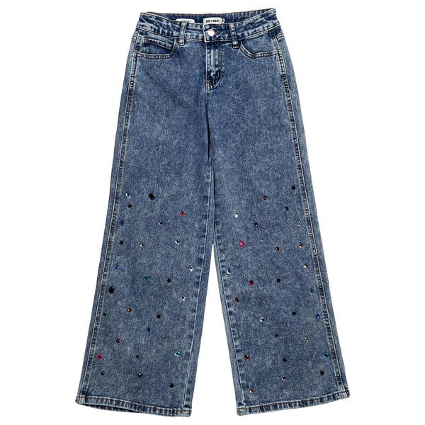 Girls (7-14) Em & Cass Wide Leg Gem Front Jeans - image 