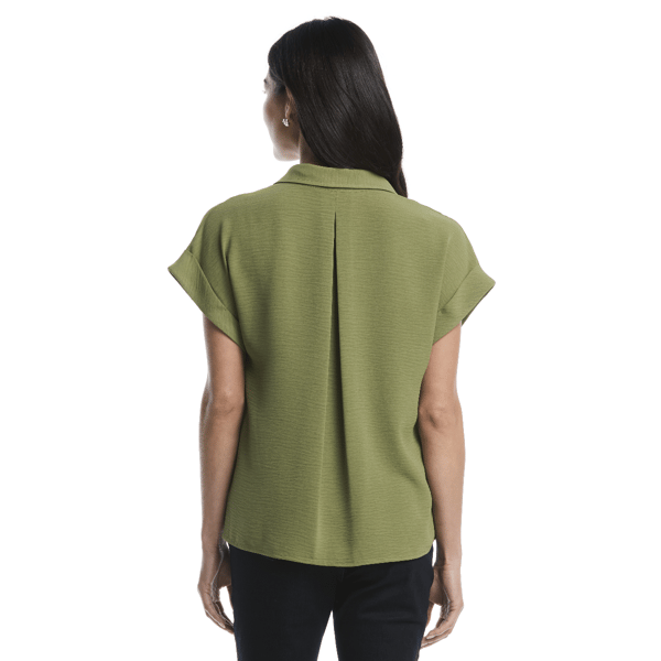 Womens Rafaella® Patch Pocket Top with Logo Buttons Shirt