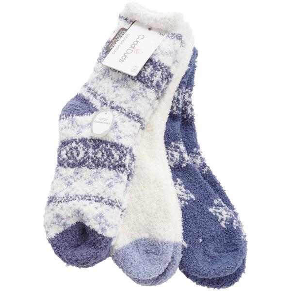 Womens Cuddl Duds(R) 3pk Snowflake Cozies Socks - image 