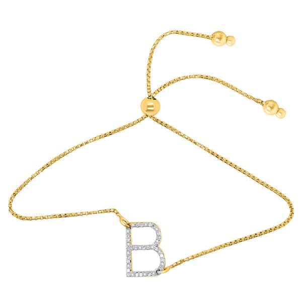 Nova Star(R) Gold Plated 1/10ctw. Lab Grown Diamond B Bolo Bracelet - image 