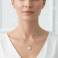 Saffron Sterling Silver Moissanite Diamond Halo Pendant Necklace - image 5