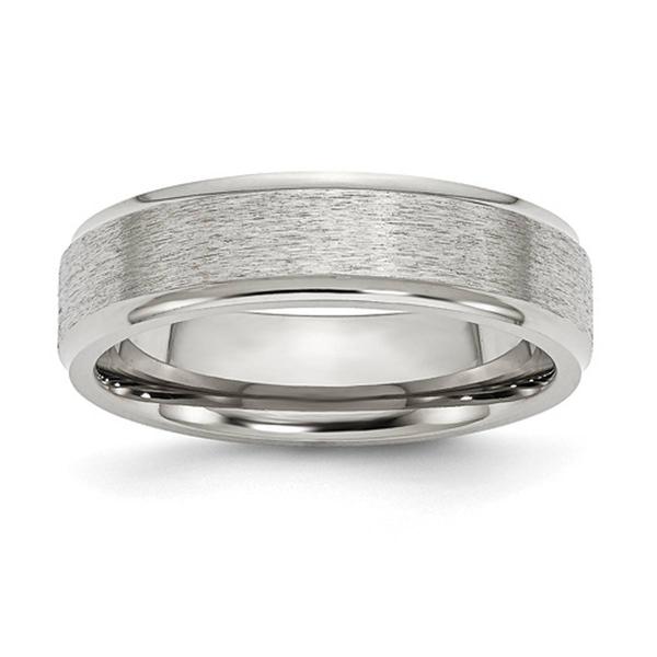 Mens Gentlemen's Classics(tm) Ridged Edge Satin Polished Band - image 