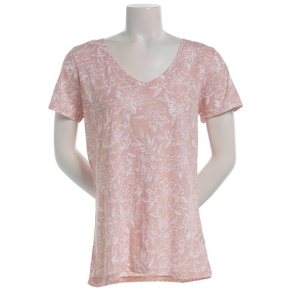 Plus Size Architect(R) Short Sleeve V Neck Splatter Floral Tee
