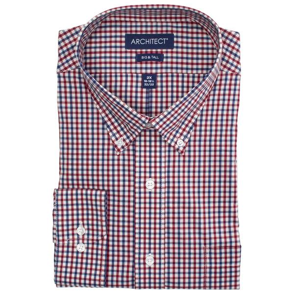 Mens Big & Tall Architect(R) Big Plaid Dress Shirt - Red/Blue - image 