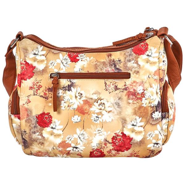Bueno Light Washed Floral Multi Zip Hobo - Sand/White