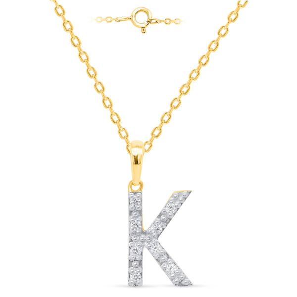 Nova Star(R) Gold Plated Lab Grown Diamond Initial K Pendant
