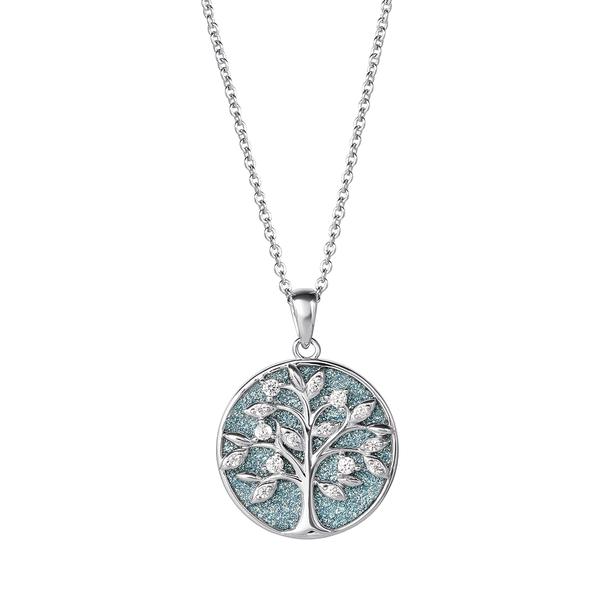Silver Plated Brass & Cubic Zirconia Tree of Life Pendant - image 